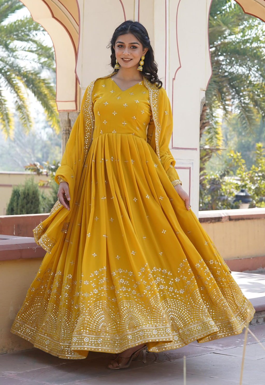 Wedani Georgette Anarkali Kurta Set with Dupatta For women