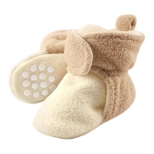 Luvable Friends Unisex Baby Cozy Fleece Booties, Cream Tan, 2 Toddler US