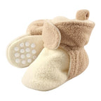 Luvable Friends Unisex Baby Cozy Fleece Booties, Cream Tan, 6-12 Months
