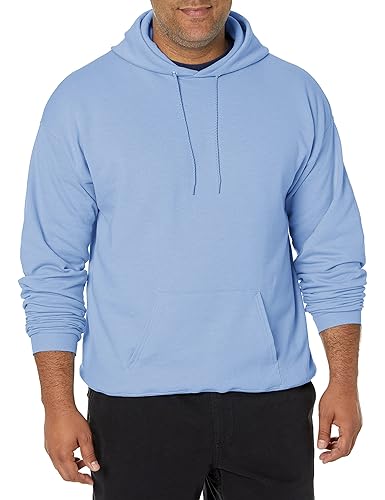 Hanes Mens Pullover EcoSmart Hooded Sweatshirt, Light Blue, Medium
