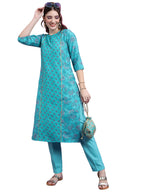 Ketch WomenS Polyester Regular Kurta (Khku000350_Turquoise Blue