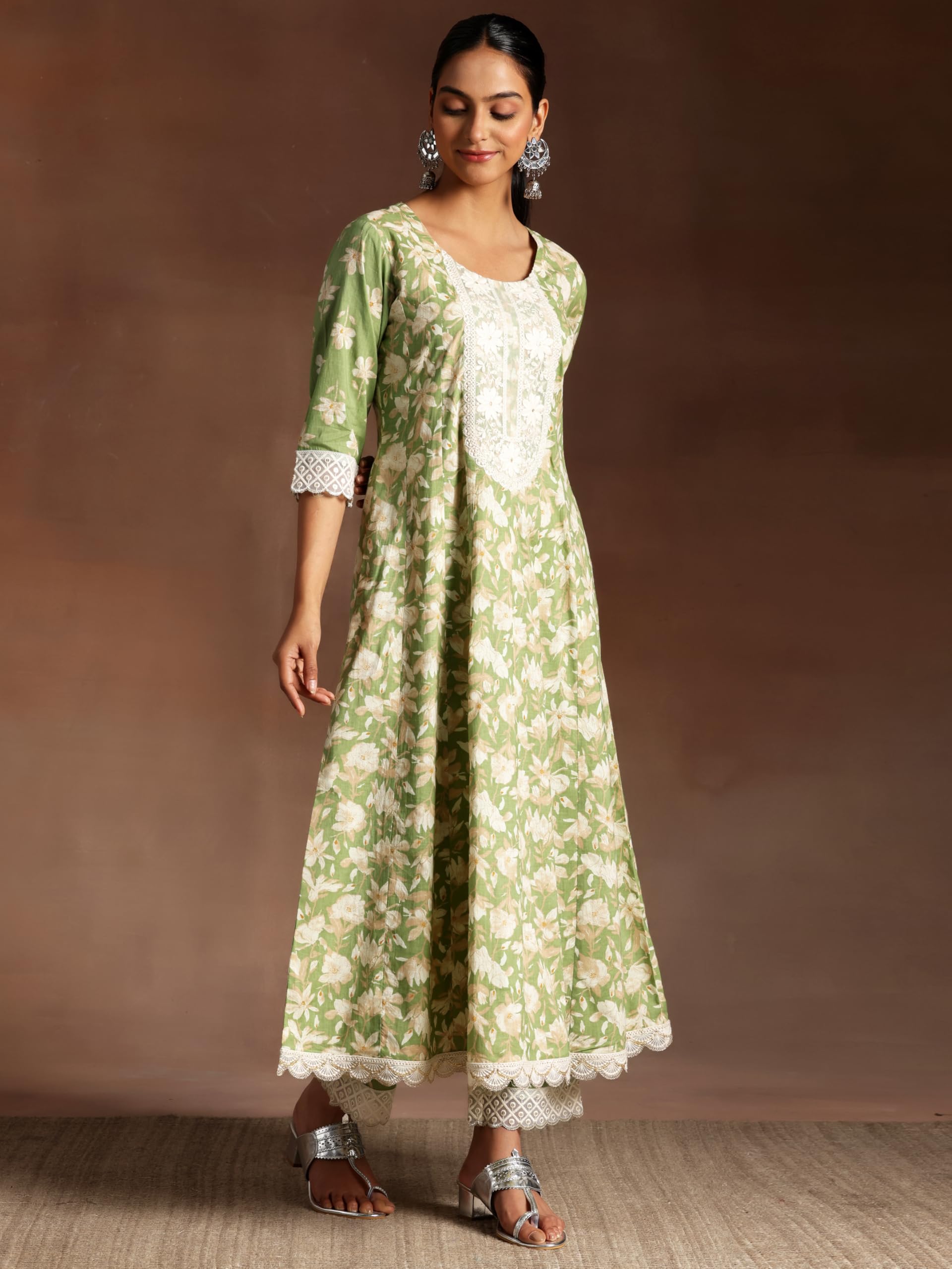 Libas WomenS Cotton Kurta Set (35823_Green