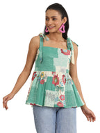 Libas WomenS Cotton Printed Anarkali Kurtis (29378O_Green_S)
