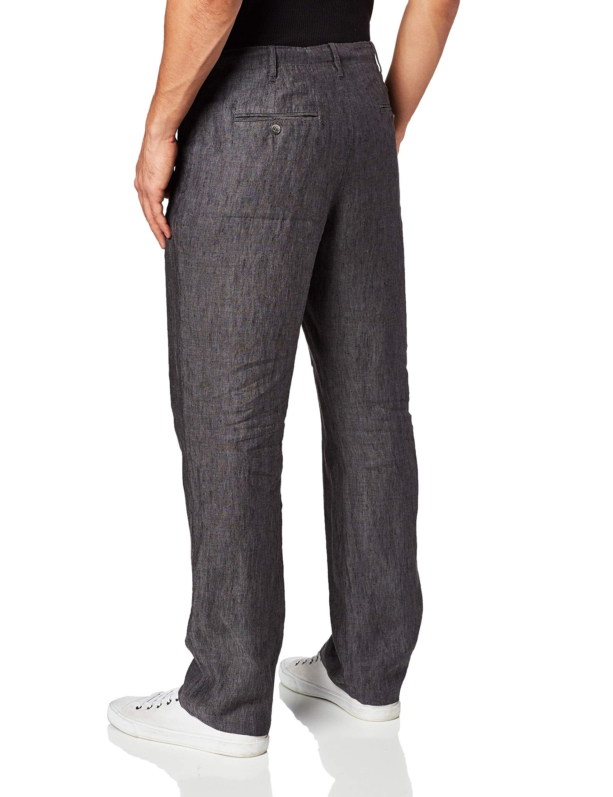 Perry Ellis Men's 100% Linen Drawstring Casual Pants For Men, Regular Fit, Lightweight (Waist Size 29-54 Big & Tall), Slate, 40W