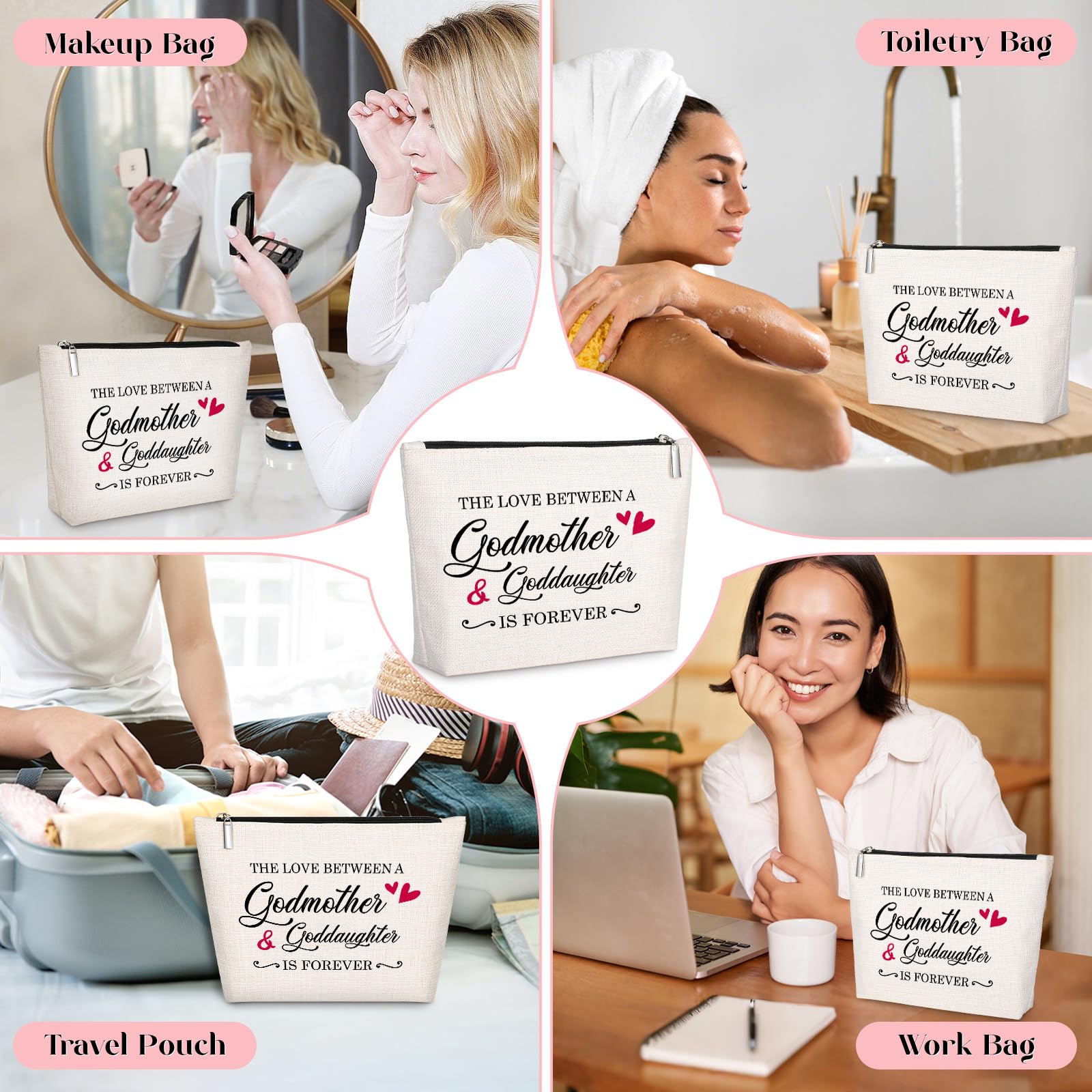 GevGuxLuo Godmother Gifts -Birthday Mother's Day Gift for Godmother -Christmas Gift for Godmother -Makeup Bag Gift