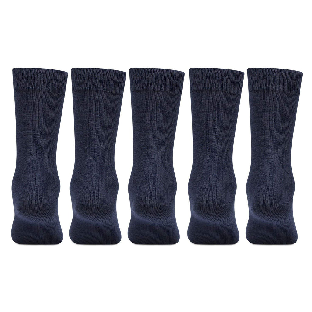 Kids Cotton Full length Plain Navy Color School Socks For Boys & Girls - Pack Of 5