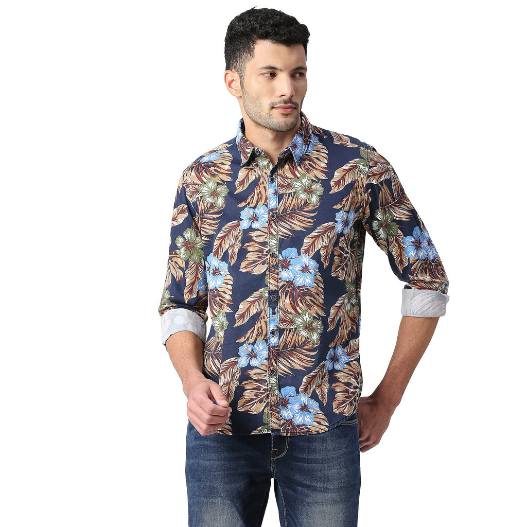 Pepe Jeans Cotton MenS Regular Fit Printed Shirts Blue, Medium