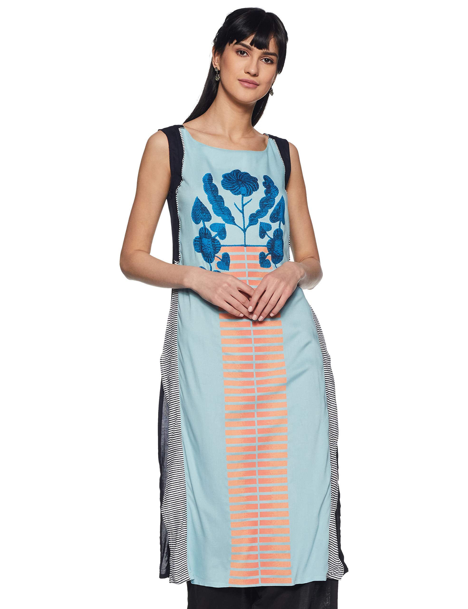 W For Woman Women'S Straight Kurta (16Au15918-57735-12-Blue)