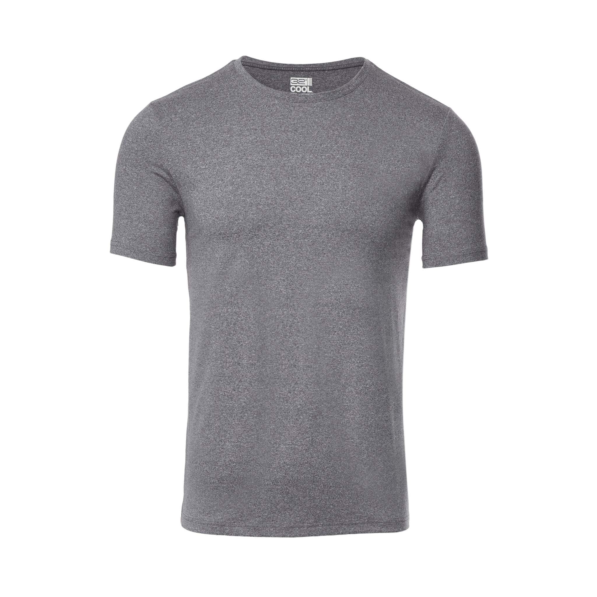 32 DEGREES Mens Cool Solid Crew Neck Tee Shirt, Dark Grey Heather, Size Medium
