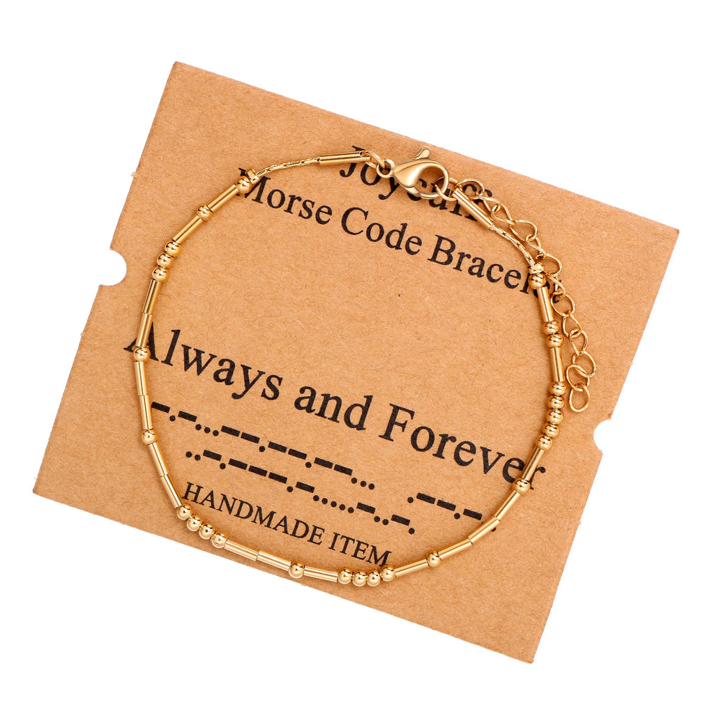 JoycuFF Morse Code Bracelets for Women Always and Forever Inspirational Birthday Valentine's Day Christmas Gifts for Friend Mom 