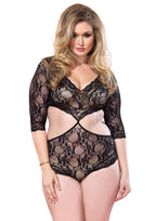 Floral lace deep-V cut out ted