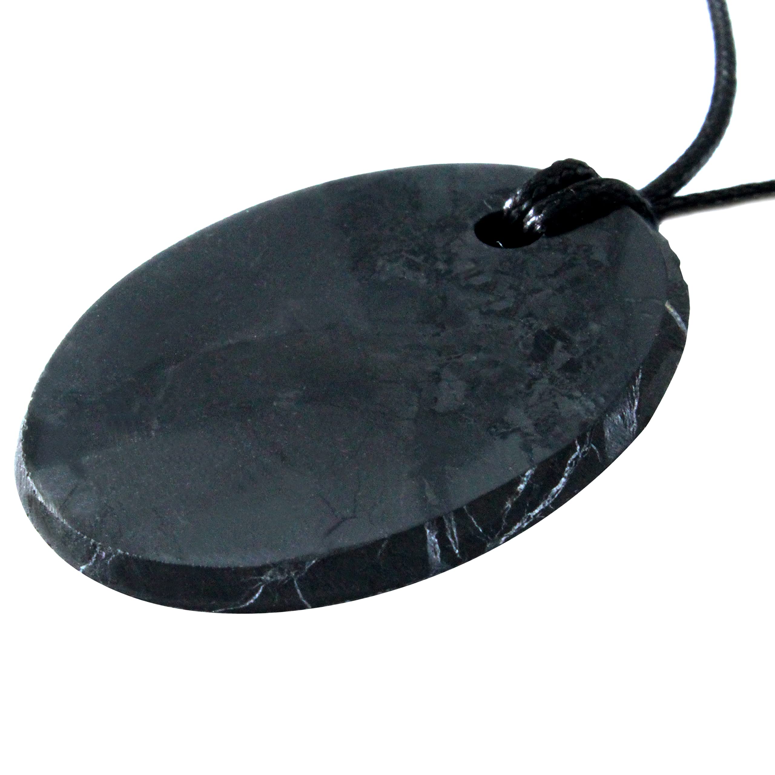 Heka Naturals Shungite Crystal Necklace Pendant | Healing Crystals & Chakra Necklace - Gemstone Jewelry for Men & Women - Spiritual and Joyous Gifts (Small oval) (Small Oval)-Like New Condition