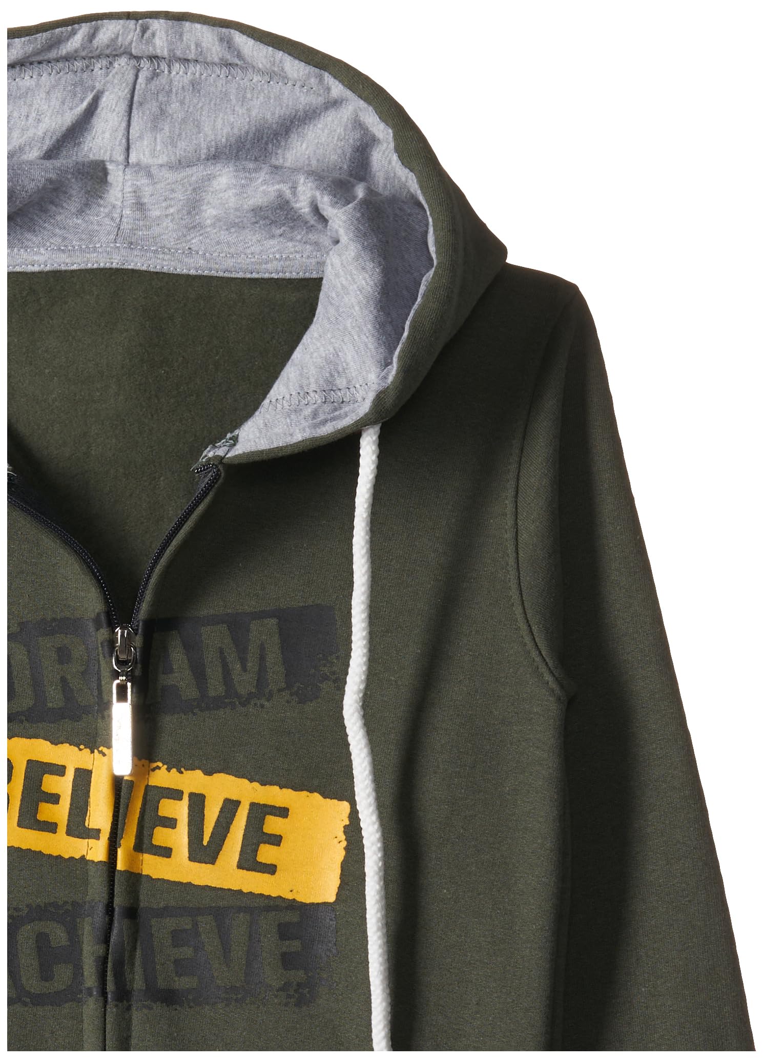 T2F Cotton Hooded Neck Regular Fit Hoodie (Boys-SS_35_Olive