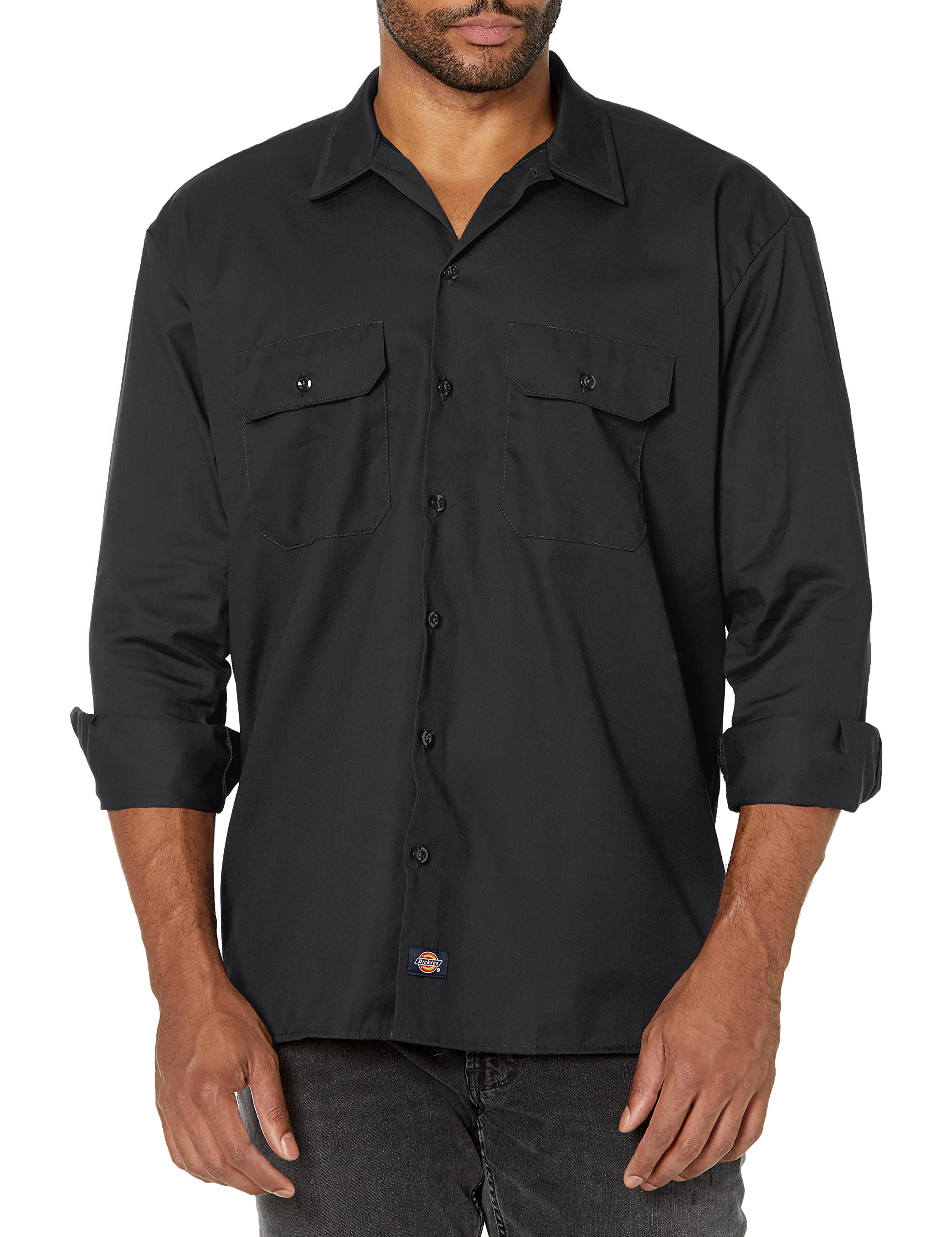Dickies Mens Big-Tall Long Sleeve Work Shirt, Black,3XL