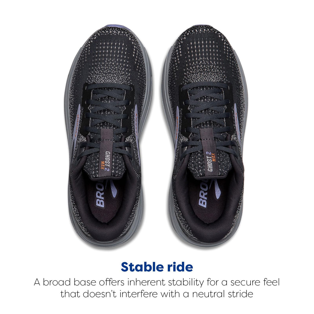 Brooks Womens Ghost Max 2 Neutral Running & Walking Shoe - Ebony/Sweet Lavender/Alloy - 10.5 Wide