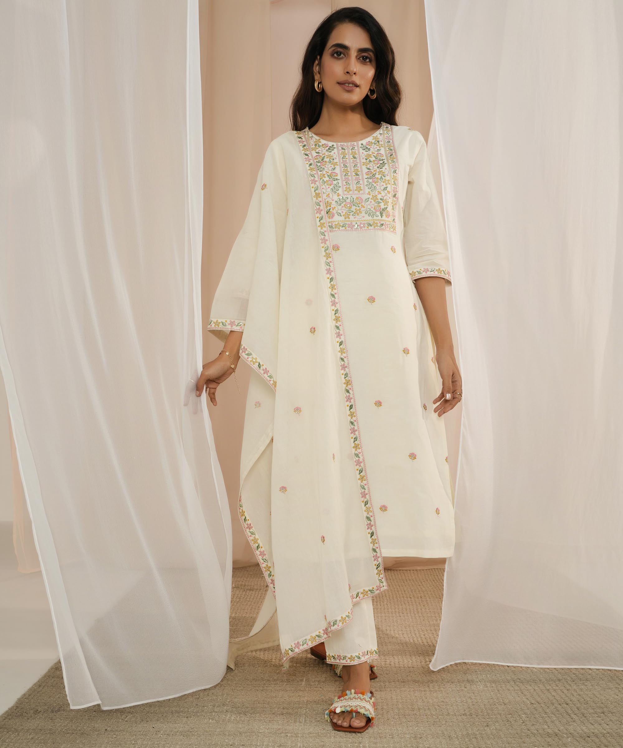 Libas WomenS Pure Cotton Kurta Sets (35219_Off White