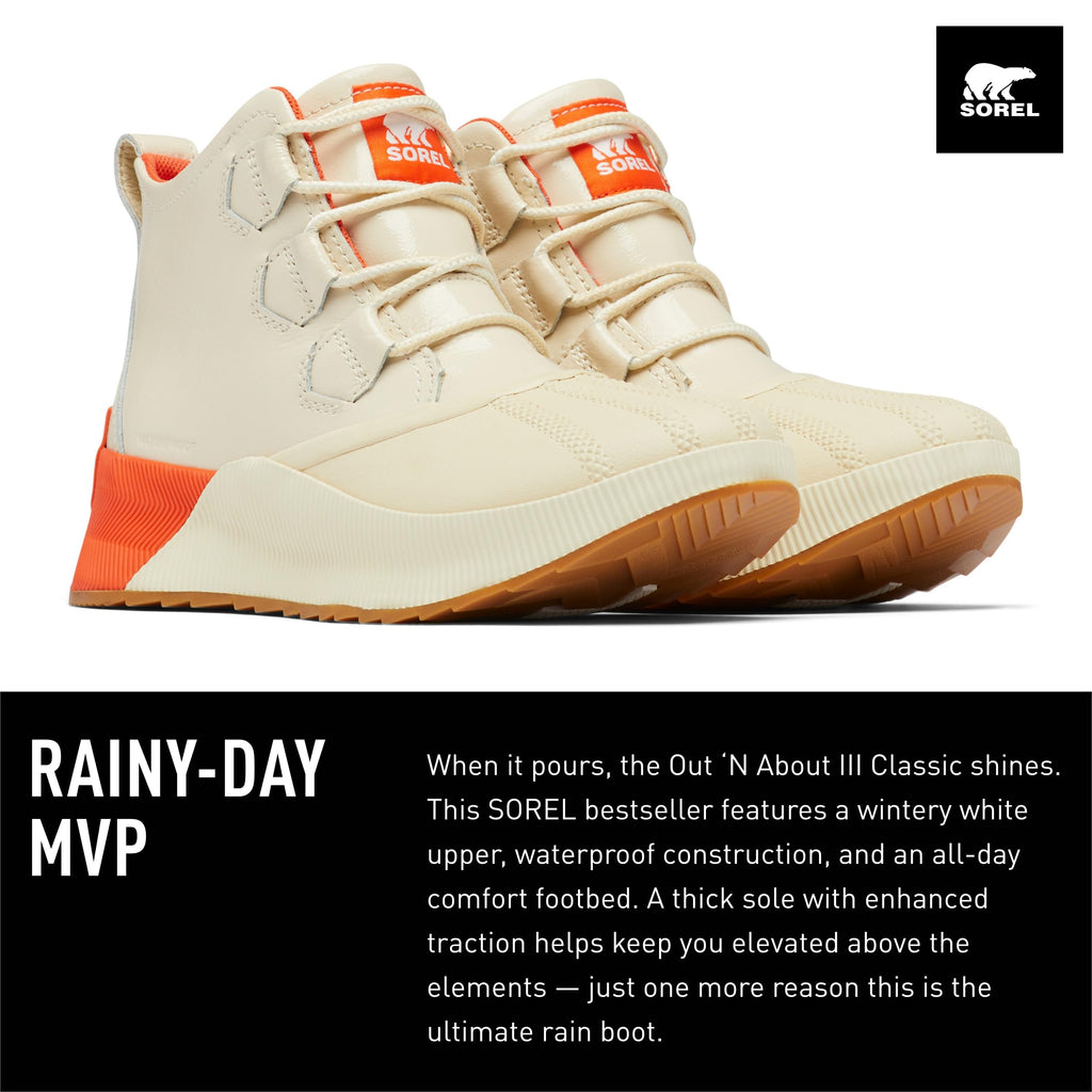 Sorel Women's Out N About III Classic Waterproof Boots - Bleached Ceramic, Optimized Orange - Size 7.5