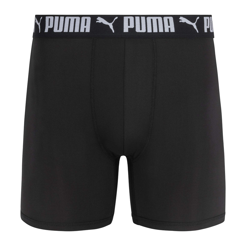PUMA Men's 3 Pack Athletic Fit Boxer Briefs, Black, Small