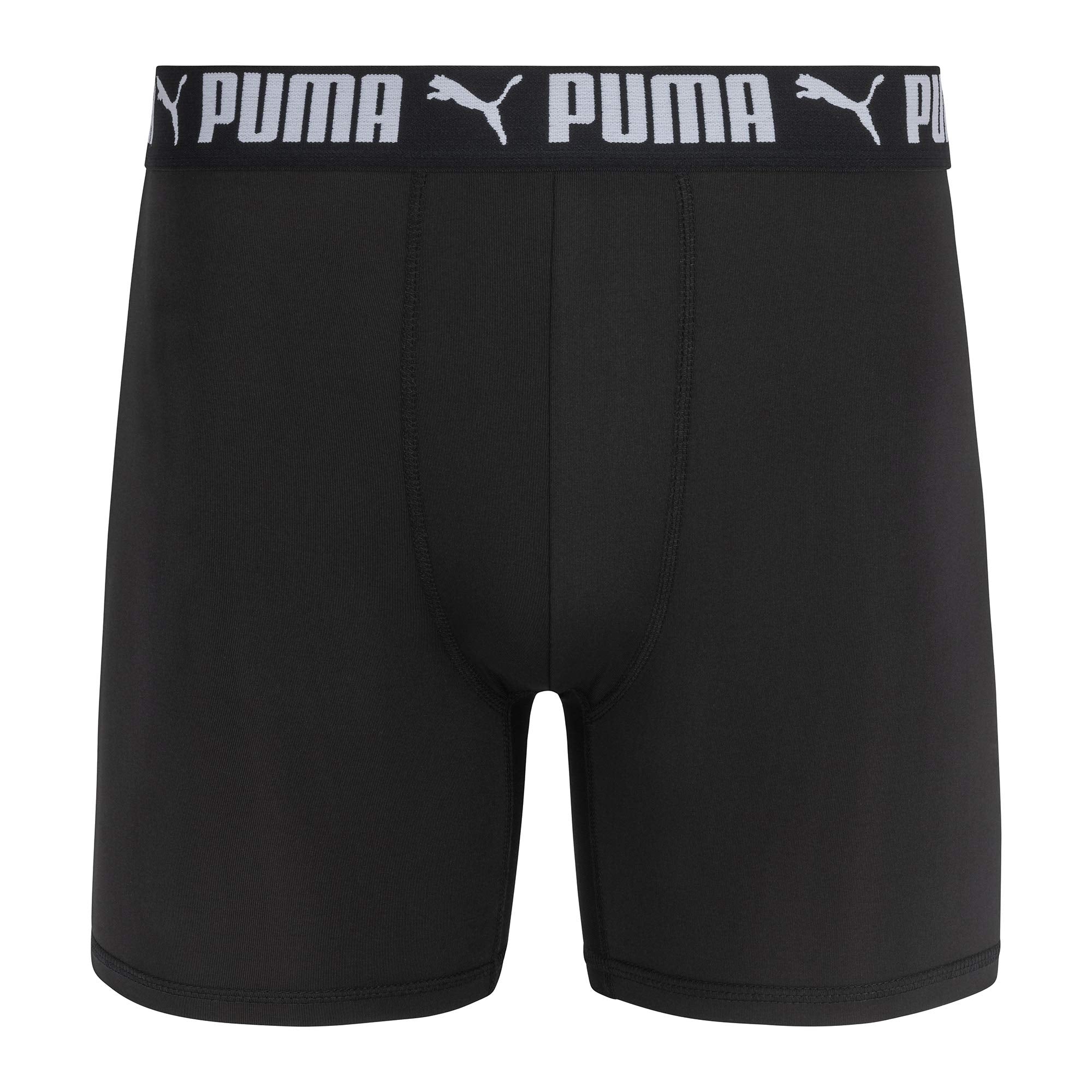 PUMA Men's 3 Pack Athletic Fit Boxer Briefs, Black, Small
