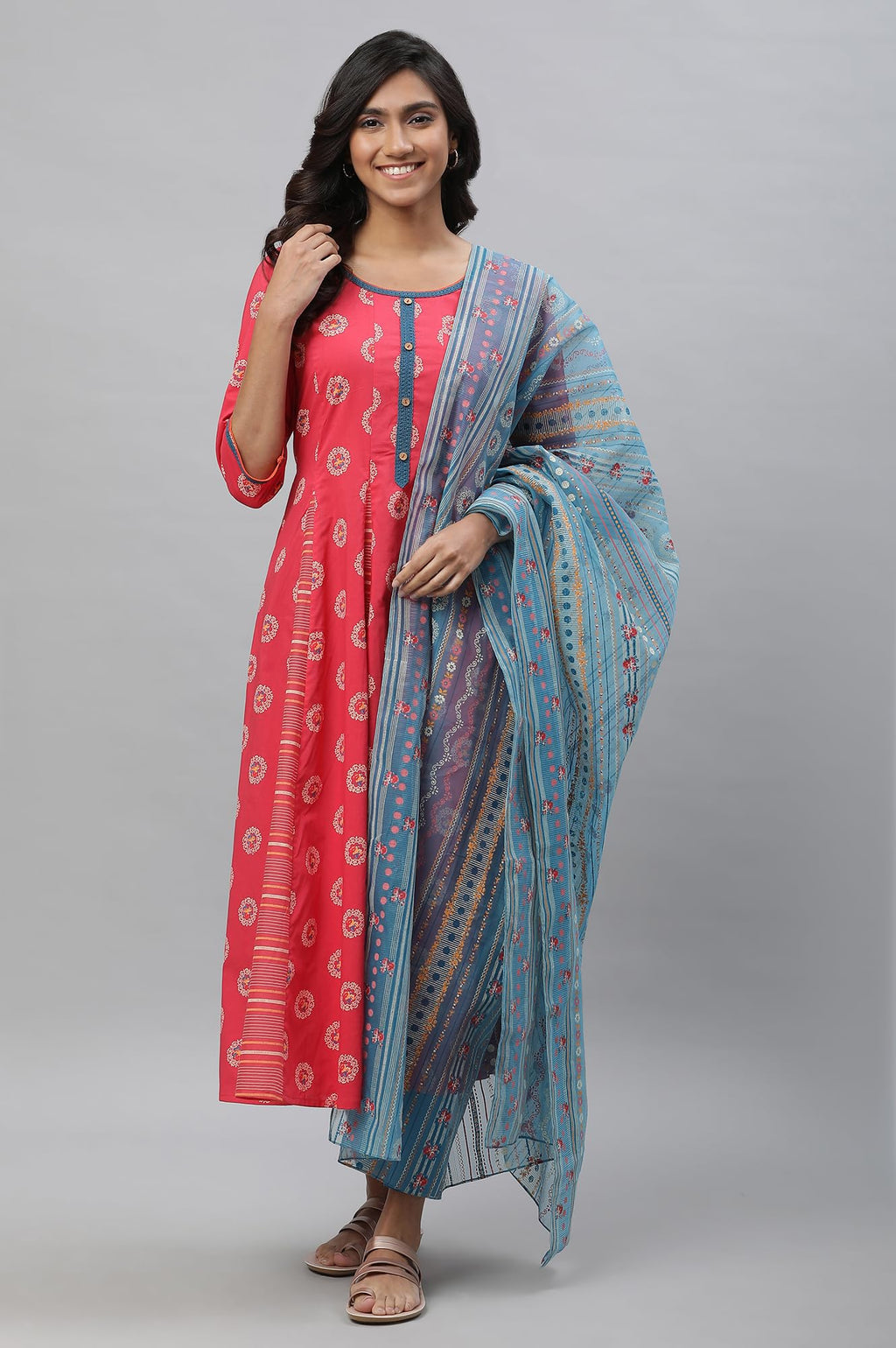 Aurelia Women'S Cotton Solid Regular Kurta-Tight-Dupatta