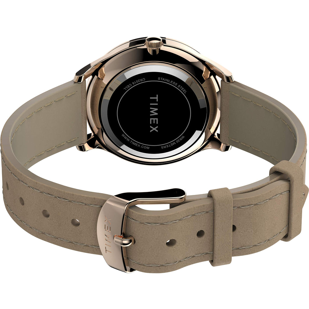 Timex Women's Modern Easy Reader 32mm Watch - Rose Gold-Tone Case White Dial with Beige Genuine Leather Strap