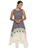 W For Women'S Asymmetrical Hemline Kurta (18Fe17456-72595_Grey_18)