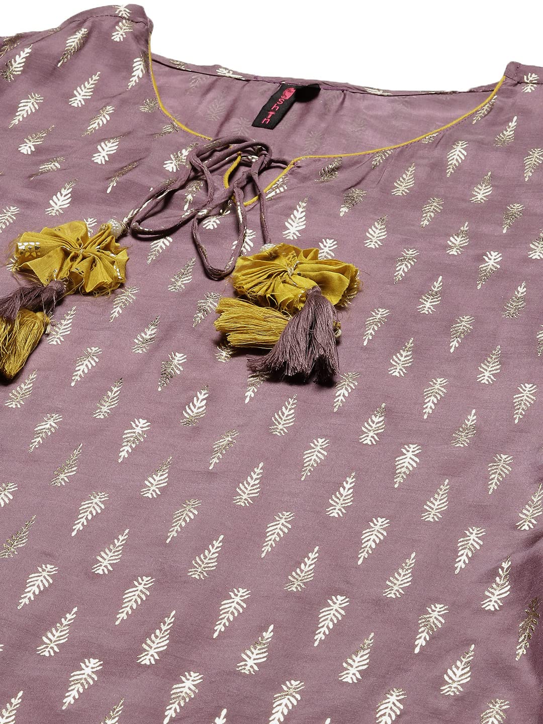 Ishin Women'S Silk Blend Printed Gotta Patti Purple Floral Print Straight Kurta Suit Set With Dupatta & Sharara