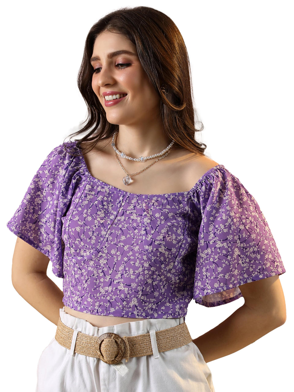 Ketch WomenS Regular Fit Tops (Khtp000411_Purple White Multi
