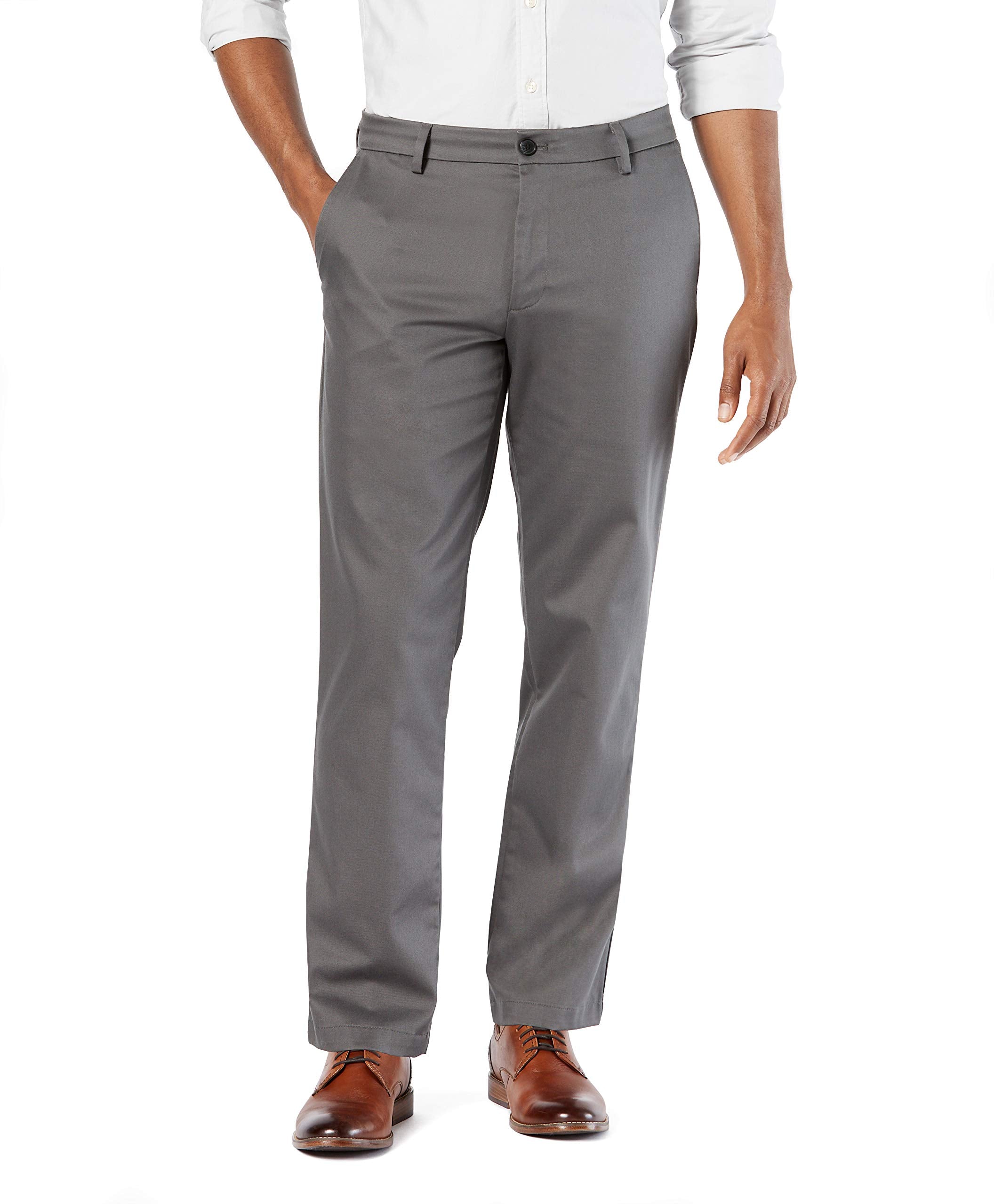 Dockers Mens Straight Fit Signature Lux cotton Stretch Khaki Pant, Magnet, 38W x 30L