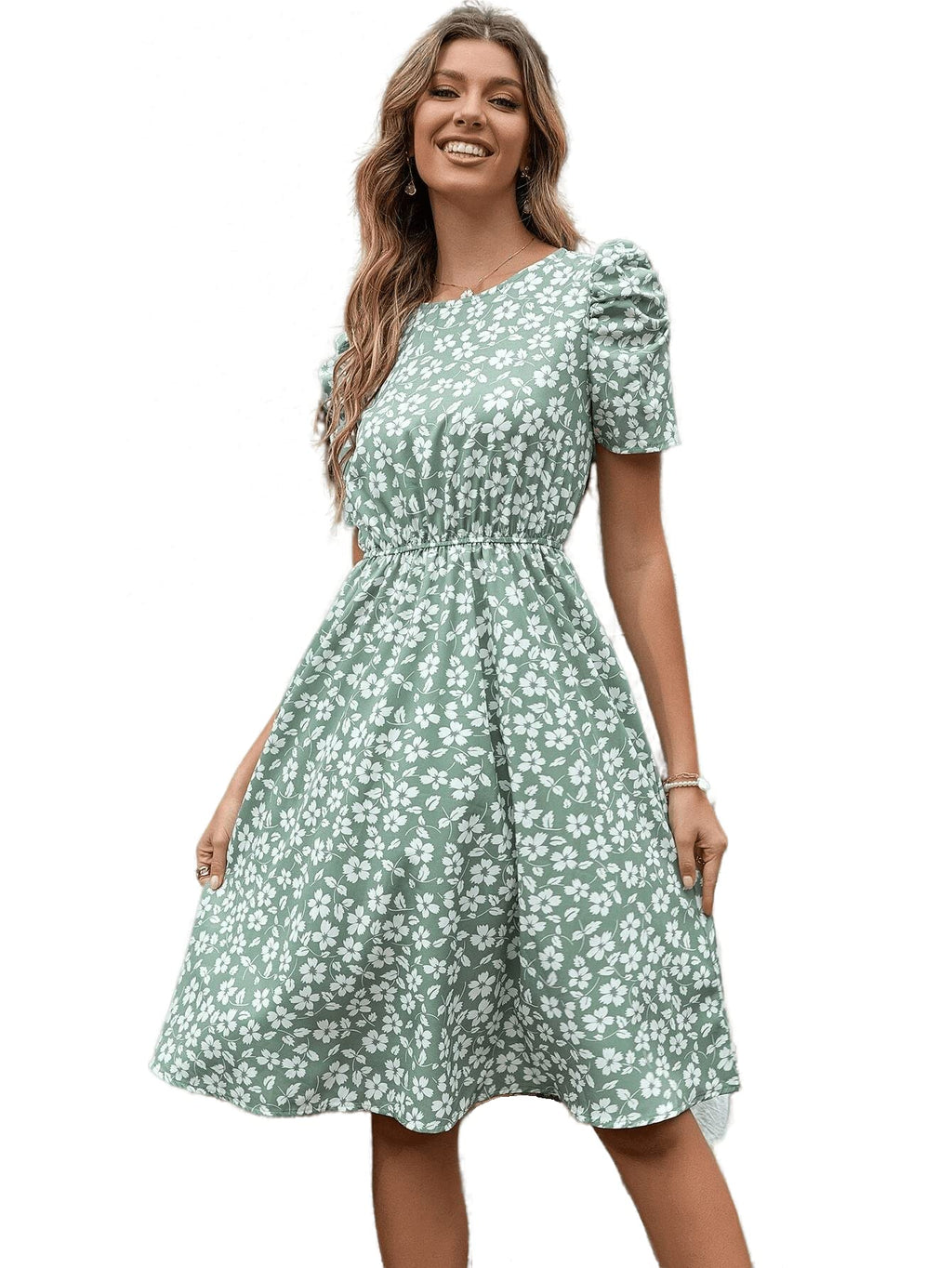 Tagas Women'S Rayon Fit And Flare Knee-Length Dress (Op-3110-1-Pista-L_Pista