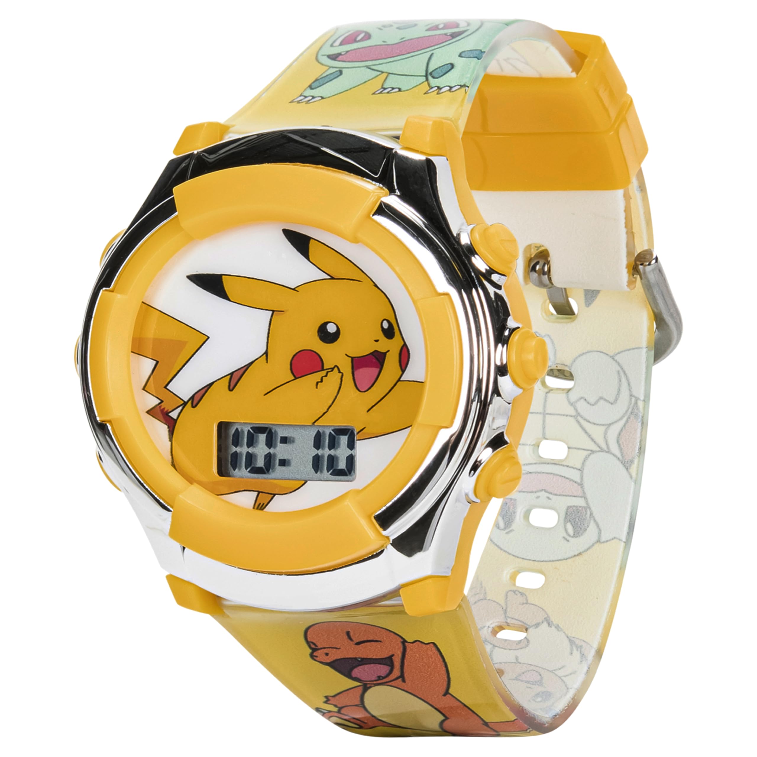 Pok  mon Kids Digital Watch - Pikachu Flashing LCD Dial, Colorful Printed Strap, Easy-Read Display, Adjustable Fit - Fun Pok  mo