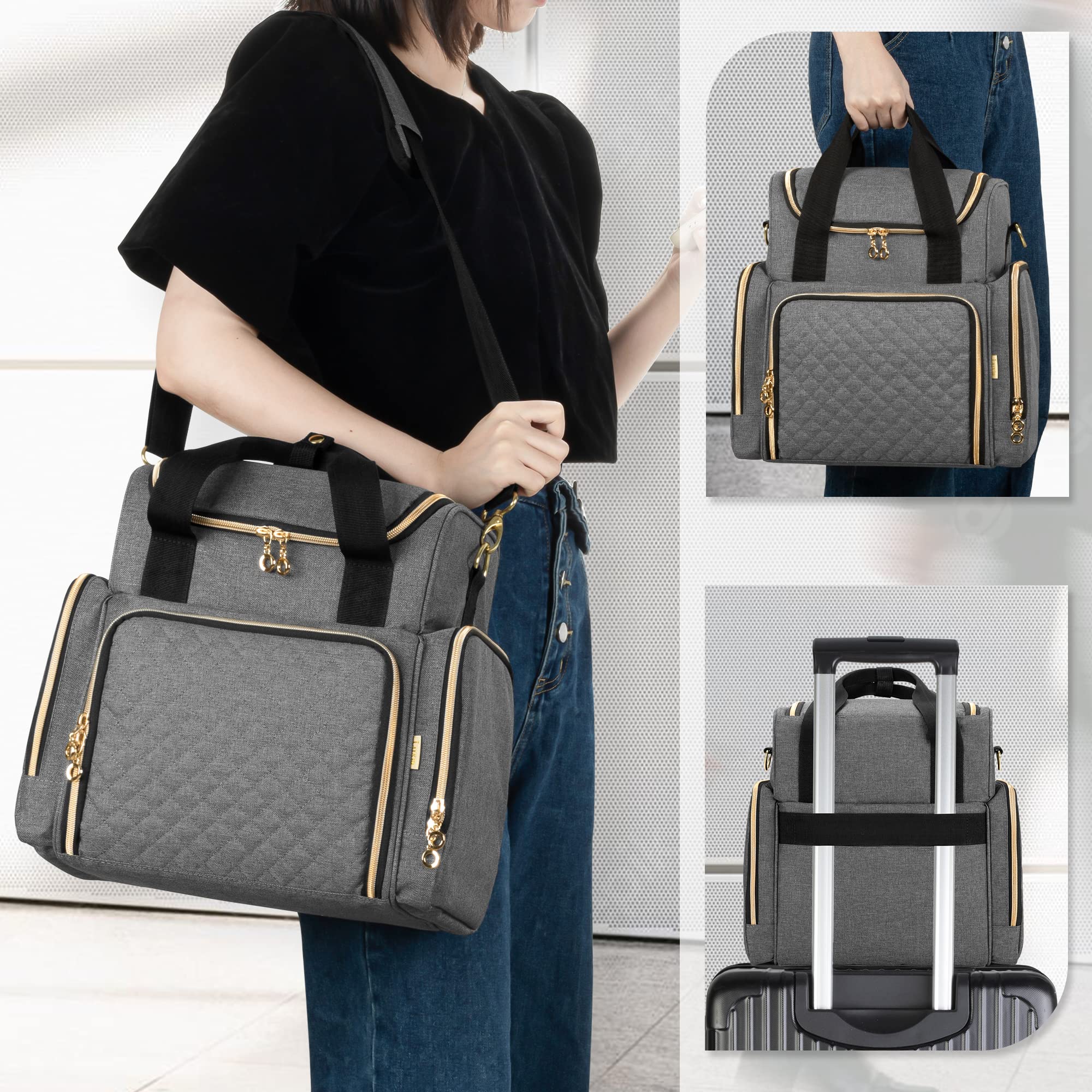 LUXJA Travel Makeup Bag with 2 Removable Cases, Cosmetic Bag with Multiple Storage Sections (Patent Pending)