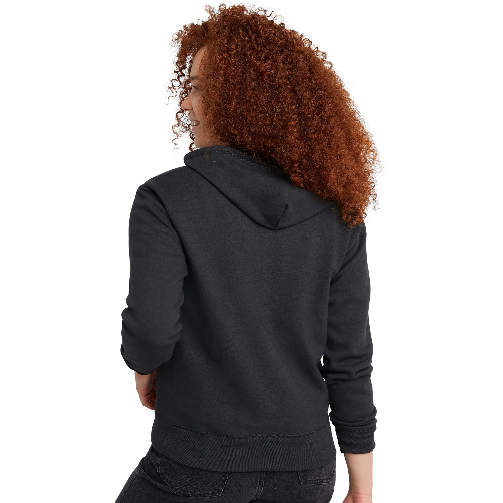 Hanes Women's EcoSmart Full-Zip Hoodie Sweatshirt, Ebony, Medium
