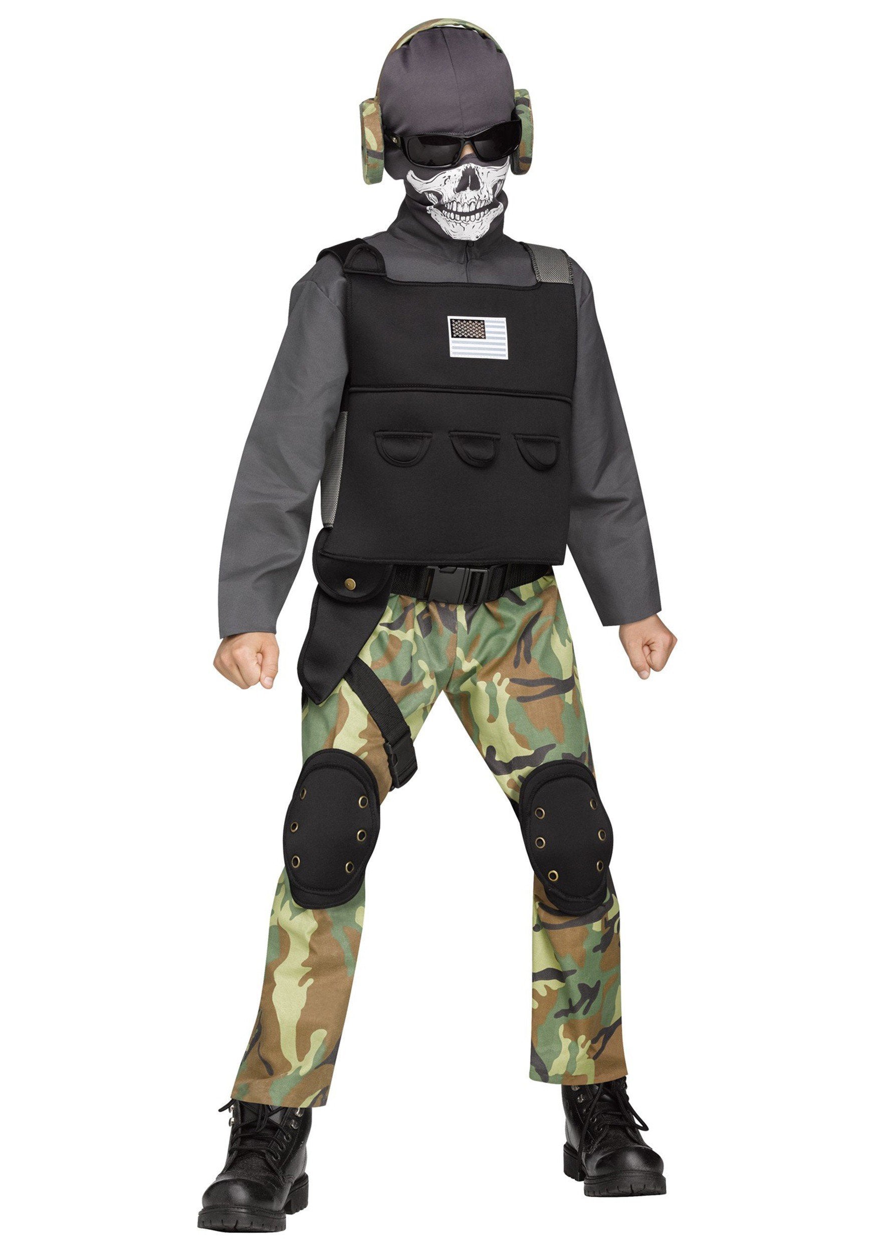 Fun World Big Boy's Med/skull Soldier Chld Cstm Childrens Costume, multi, Medium
