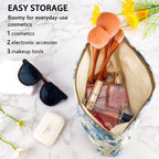 ZLFSRQ Flower Makeup Bag for Women Girls Travel Cute Floral Cosmetic Bags Large Cosmetic Pouch Purse with Zipper Portable Toilet