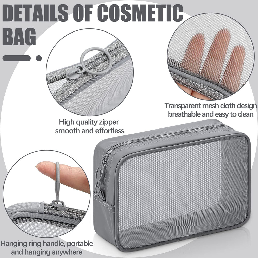 Weewooday 4 Pcs Mesh Makeup Bag Mesh Cosmetic Bag Travel Toiletry Bag Pouch with Zipper Mini Portable Makeup Cosmetic Travel Toi