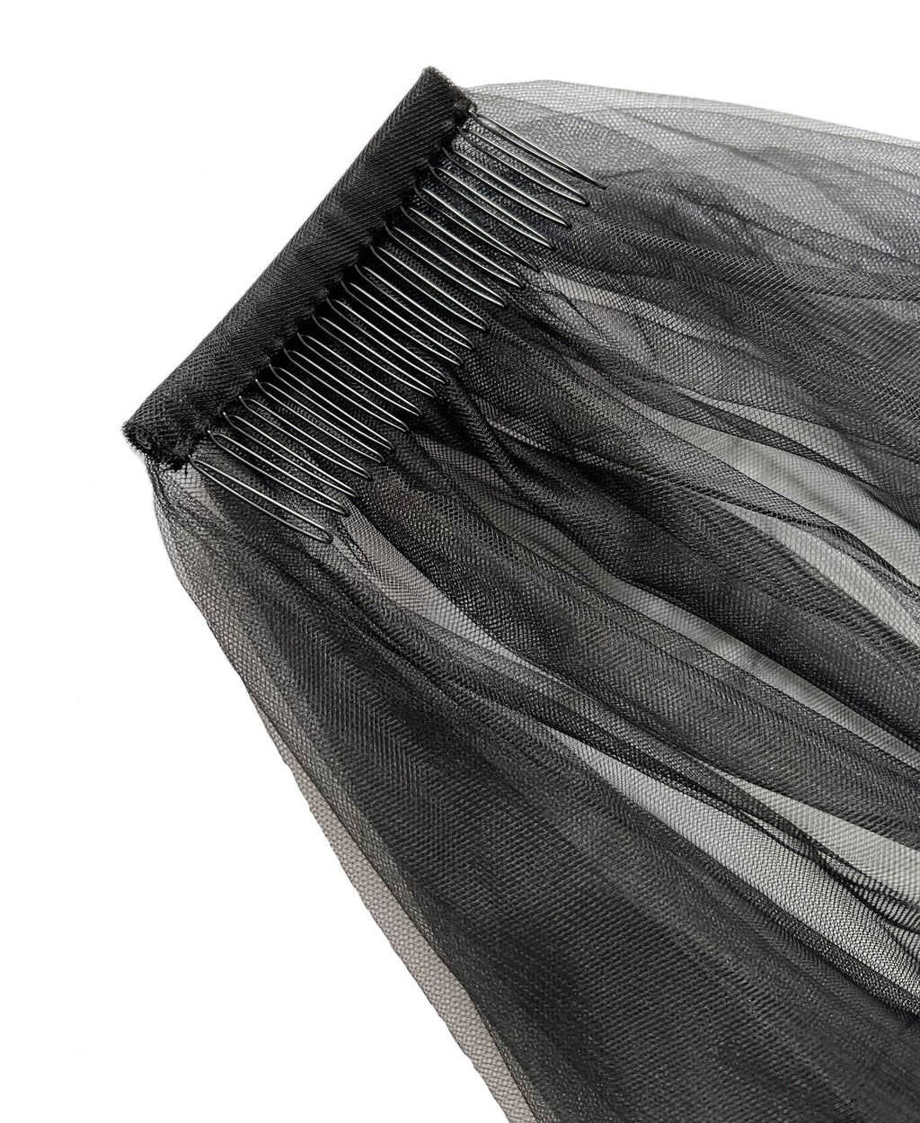 PAMOR Black Lace Veil Creative Mantilla Cathedral Tulle Sheer Wedding Halloween Veil for Bride With Comb