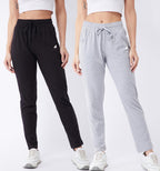 Modeve  Women Cotton Blend Pack of 2 Track Pant for Summer || Women Lower || Women Pyjama || Lounge Pants_Black and Light Grey_X