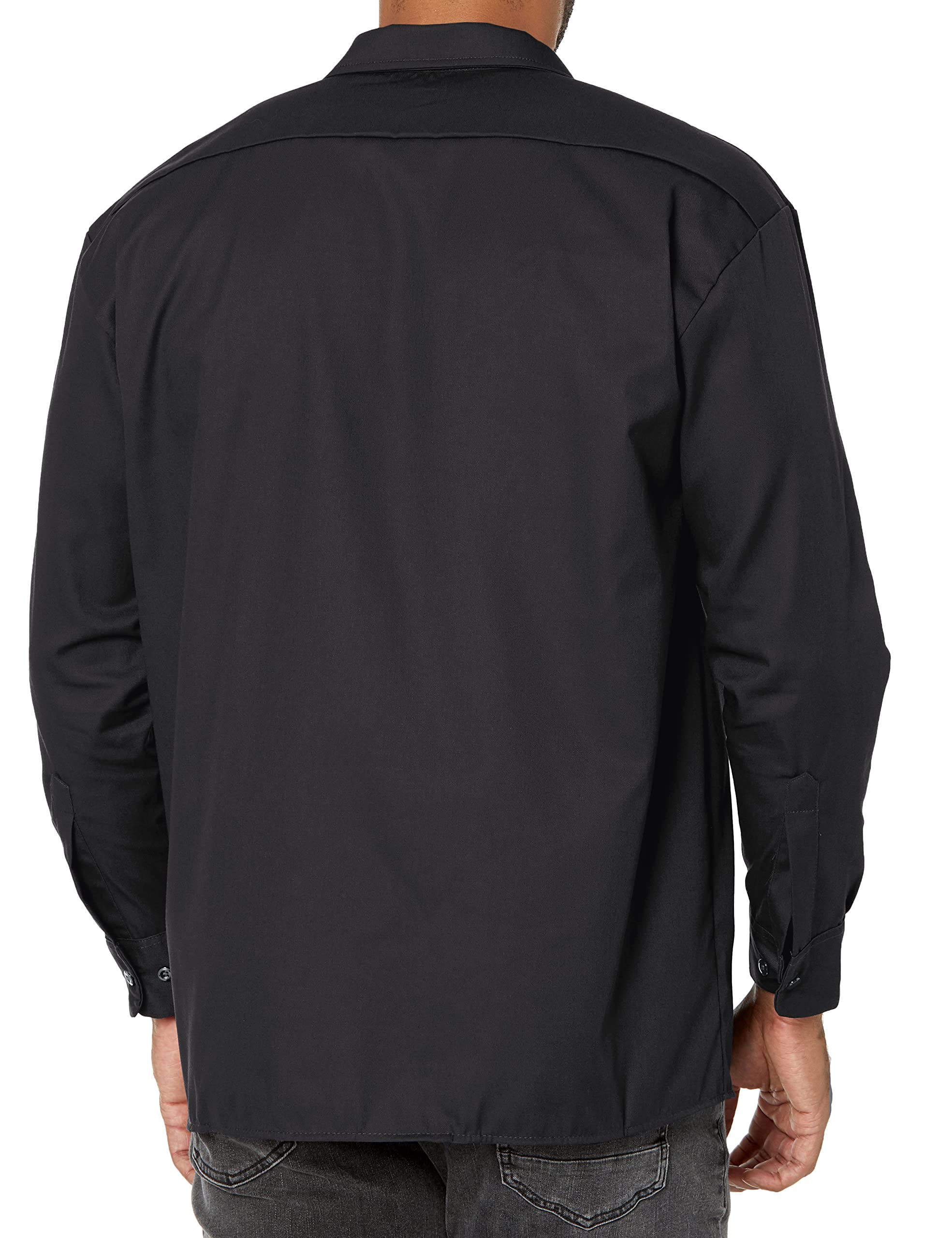 Dickies mens Long-sleeve work utility button down shirts, Black, Small US
