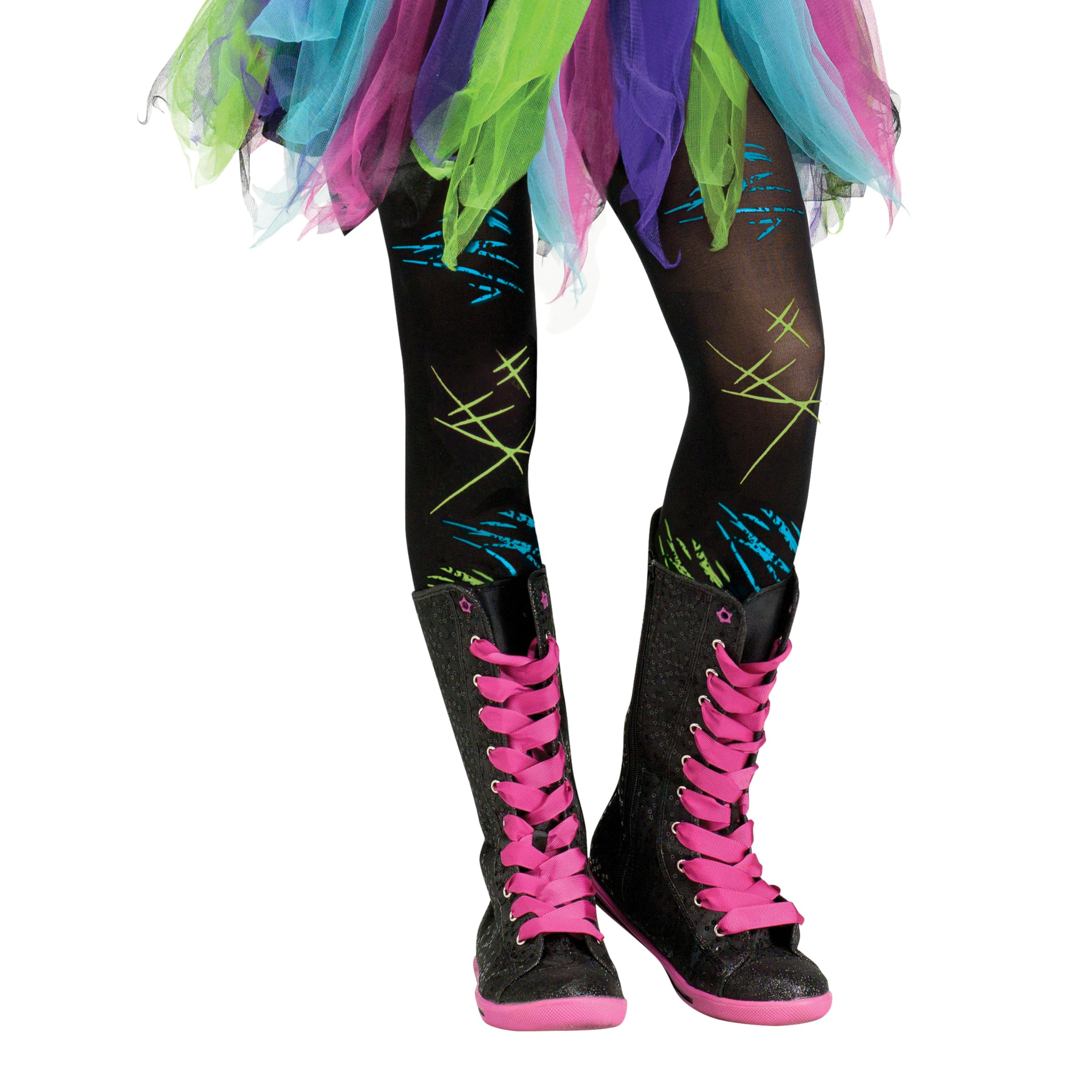 Wild Cat Rainbow Animal Child Halloween Costume, Black / Blue / Pink, Medium