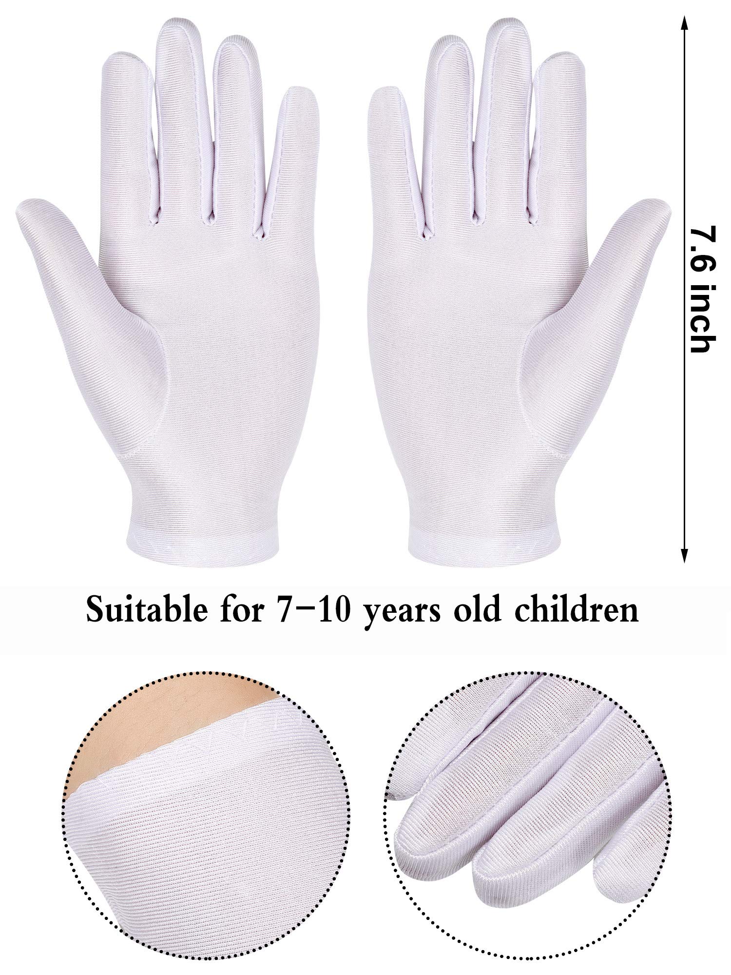 SATINIOR 6 Pairs Black White Kid Costume Glove Short Cosplay Glove Girl Boy Dress up for Halloween Party Opera Accessories