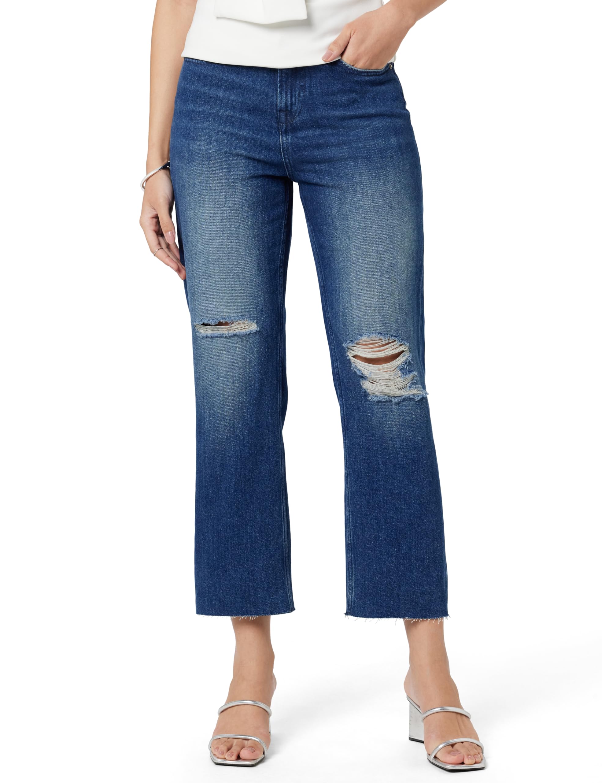 Pepe Jeans Women High Rise Straight Jeans (Pl204642Q038_Dark Used Indigo Blue, 32)