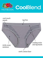 Fruit Of The Loom Womens Breathable Underwear, Moisture Wicking Keeps You Cool & Comfortable, Available Plus Size Bikini, Coolbl