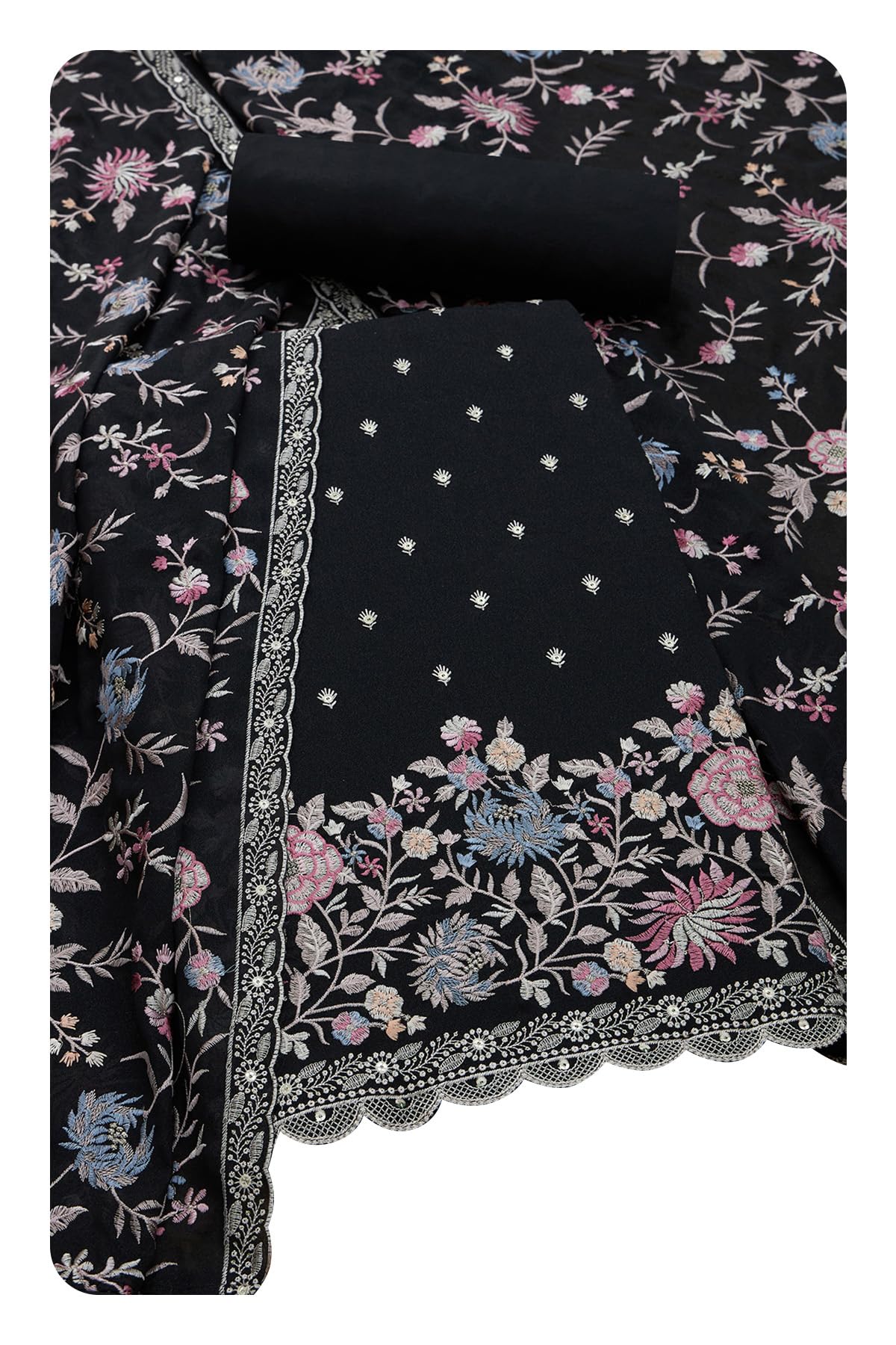 Soch Women Georgette Embroidered Unstitched Dress Material with Sequins