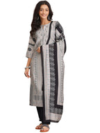 Libas Womens Printed Silk Blend Straight Kurta With Salwar And Dupatta