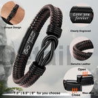 Brother Birthday Gift Stocking Stuffers for Teen Boys Leather Bracelets for Men Black Braided Love You Forever Christmas Jewelry