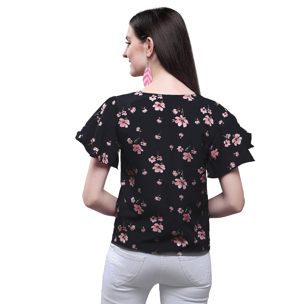 OOMPH! Womens Crepe Tunic Top - Charcoal Black