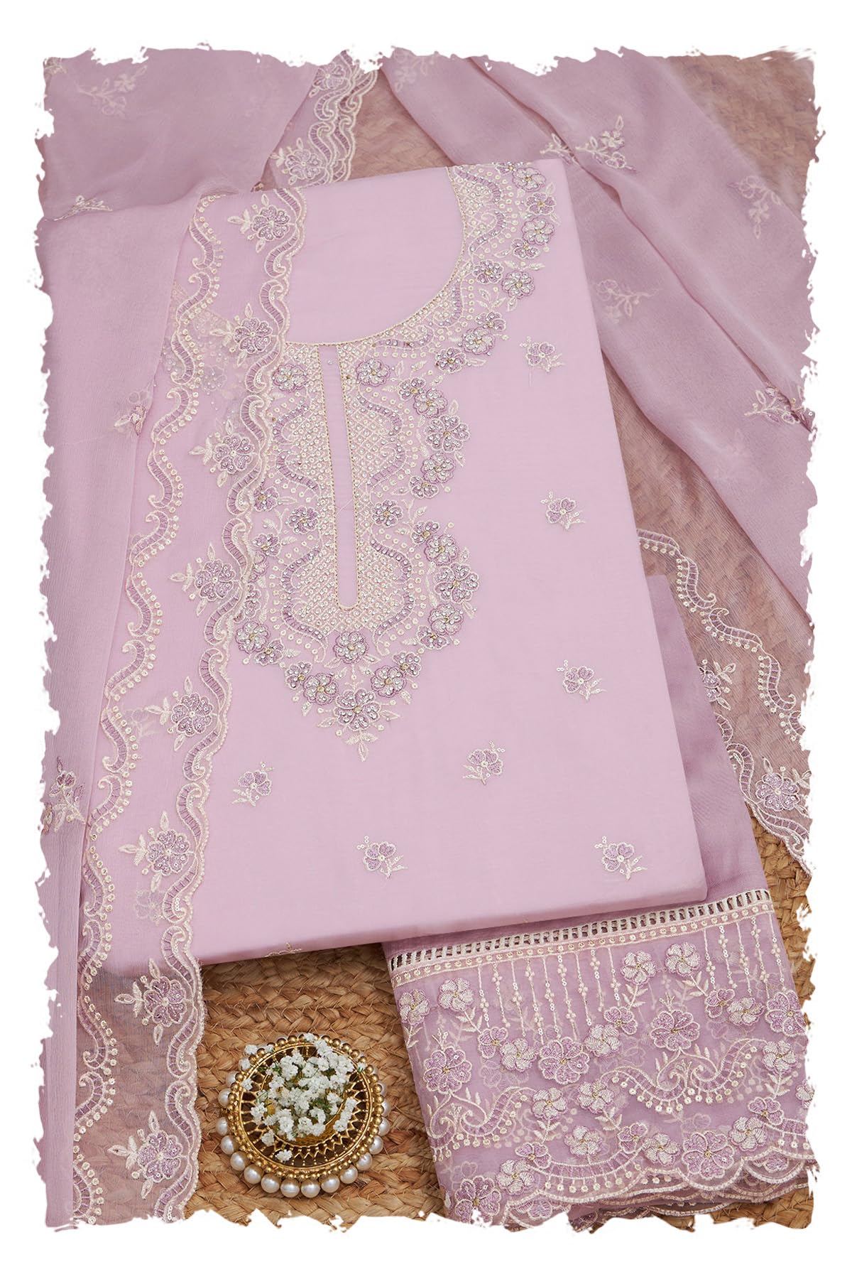 Soch Women Floral Print Unstitched Dress Material with Work