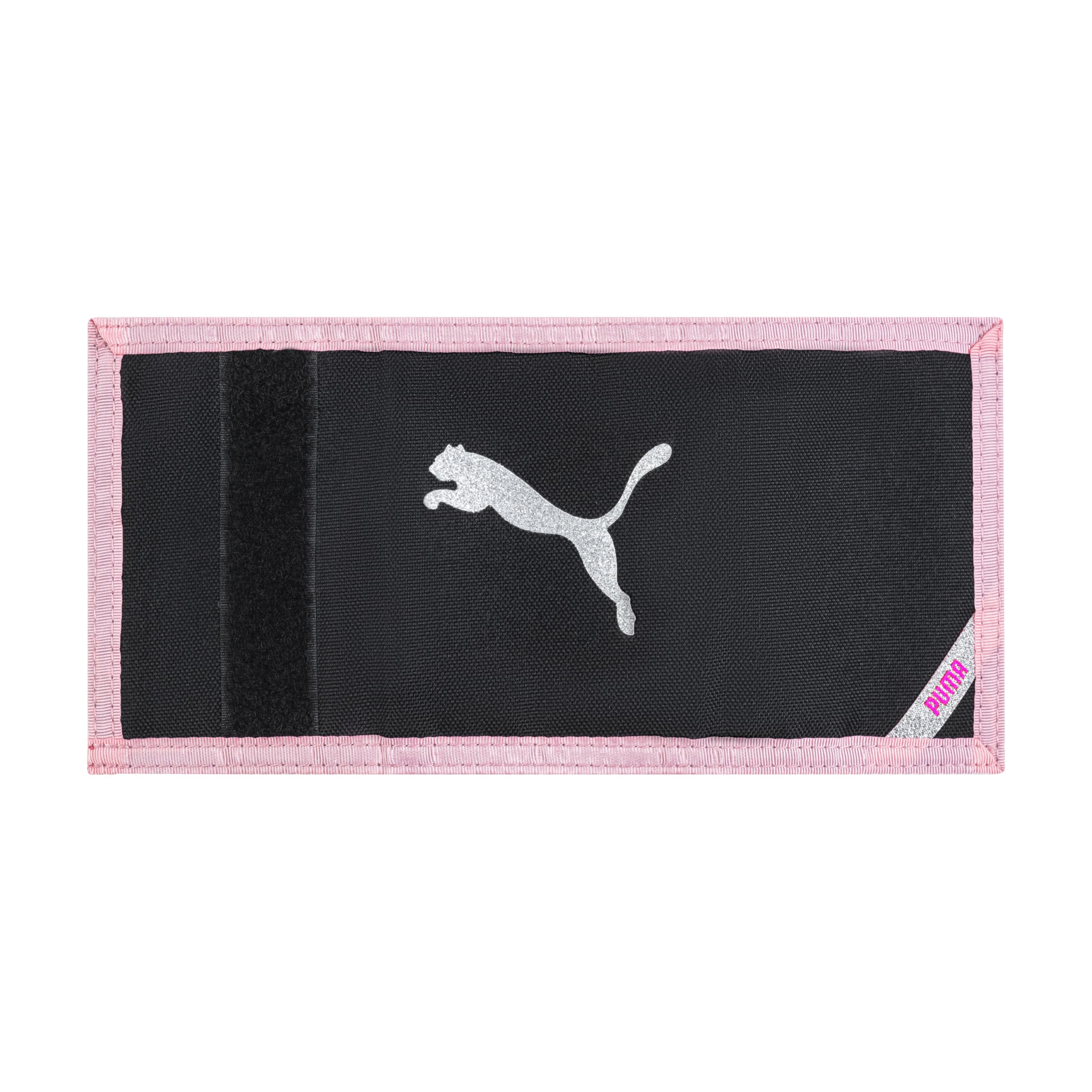 PUMA Kids' Little Rise Trifold Wallet, Black/Pink, One Size