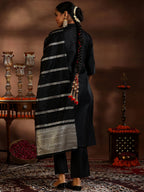 Libas Womens Woven Design Cotton Blend Straight Kurta With Trousers And Dupatta